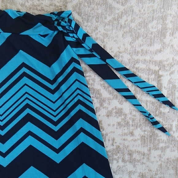 Vintage Lucy Lucy Love Chevron Maxi Side Tie A-Line Skirt XS Blue Navy - Picture 7 of 13